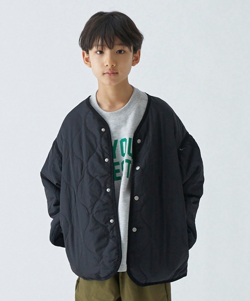 GENERATOR（ジェネレーター）の「GENERATOR/ジェネレーター ノーカラーキルティングJK（ノーカラージャケット・キッズ・アイボリー/カーキ/ブラック・M/L/XL）」の2枚目の写真