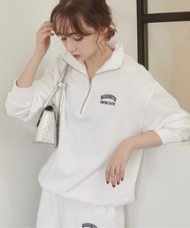 ANGIE | ワンポイント 刺繍 ハーフZIP スウェット プルオーバー(スウェット)