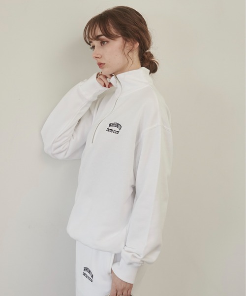 ANGIE（アンジー）の「ワンポイント 刺繍 ハーフZIP スウェット プルオーバー（スウェット・レディース・杢グレー/ブラック/ホワイト/ライトグレー/ネイビー・MEDIUM/LARGE/X-LARGE）」の19枚目の写真
