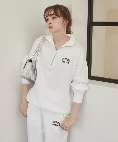ANGIE（アンジー）の「ワンポイント 刺繍 ハーフZIP スウェット プルオーバー（スウェット・レディース・杢グレー/ブラック/ホワイト/ライトグレー/ネイビー・MEDIUM/LARGE/X-LARGE）」の22枚目の写真