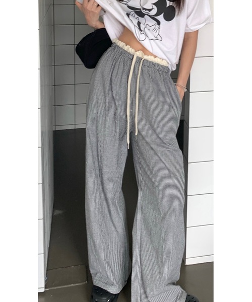 SALTMINT（ソルトミント）の「【2025SS】ストライプバンディングスラックス バレエコア（スラックス・レディース・ブラック・FREE）」の2枚目の写真