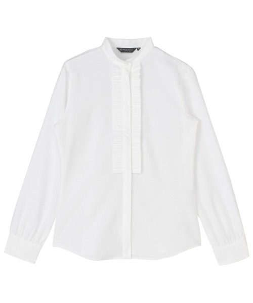 TOKYO SHIRTS（トウキョウシャツ）の「COFREX スタンドたたみフリル 長袖レディースフリルシャツ（シャツ/ブラウス・レディース・ホワイト・L/M/LL/S）」の8枚目の写真