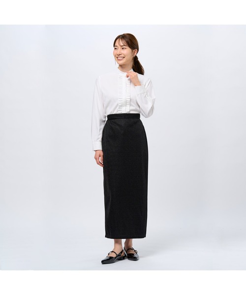 COFREX スタンドたたみフリル 長袖レディースフリルシャツ