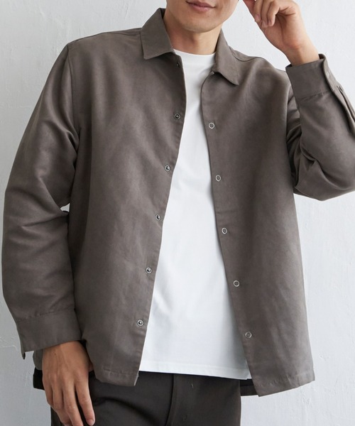 ikka(イッカ)の「【親子コーデ】フェイクスエードシャウター(シャツ/ブラウス・メンズ・ブラウン/チャコールグレー/スモークグレー・XL/L/M/S)」の3枚目の写真