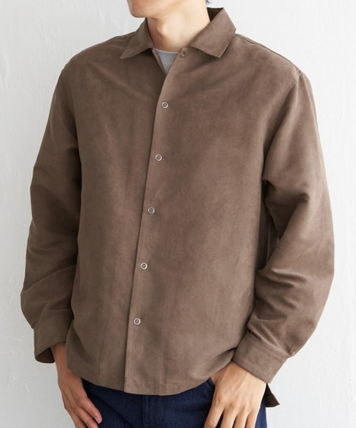 ikka(イッカ)の「【親子コーデ】フェイクスエードシャウター(シャツ/ブラウス・メンズ・ブラウン/チャコールグレー/スモークグレー・XL/L/M/S)」の1枚目の写真