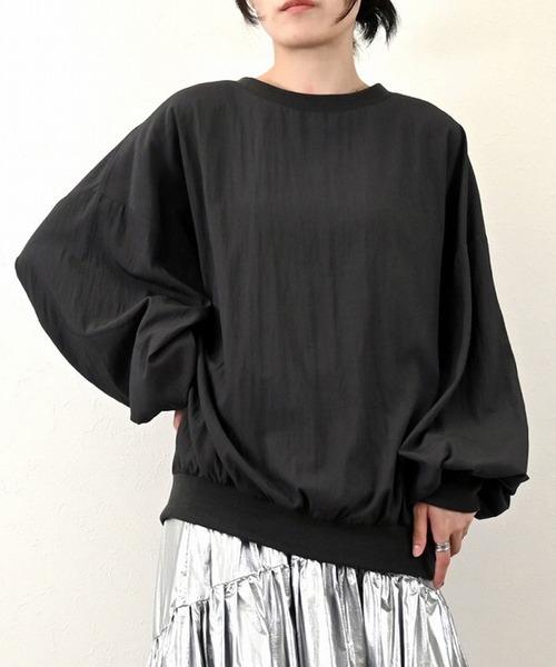 STYLEBLOCK(スタイルブロック)の「RNタフタオーバーロンT(Tシャツ/カットソー・レディース・キャメル/オフホワイト/チャコールグレー/ベージュ・M)」の3枚目の写真