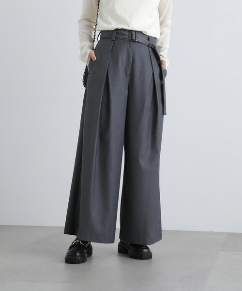 N.（N. Natural Beauty Basic）（エヌエヌナチュラルビューティーベーシック）の「◆ボリュームワイドパンツ（その他パンツ・レディース・ベージュ/チャコールグレー・SMALL/MEDIUM）」の4枚目の写真