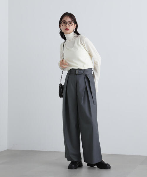 N.（N. Natural Beauty Basic）（エヌエヌナチュラルビューティーベーシック）の「◆ボリュームワイドパンツ（その他パンツ・レディース・ベージュ/チャコールグレー・SMALL/MEDIUM）」の5枚目の写真