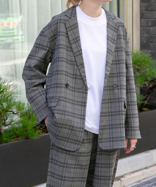 FORK&SPOON(フォークアンドスプーン)の「『セットアップ対応/イージーケア』FORK&SPOON ideal stretchジャケット(その他アウター・レディース・チェック/ネイビー・1)」の3枚目の写真