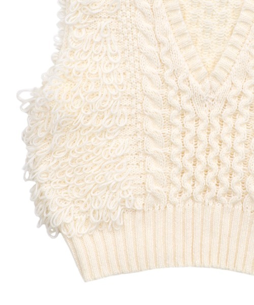 select MOCA（セレクトモカ）の「フリンジケーブルニットベスト（ベスト・レディース・ヘザーグレー/ブラック/アイボリー/グレイッシュベージュ・FREE）」の16枚目の写真