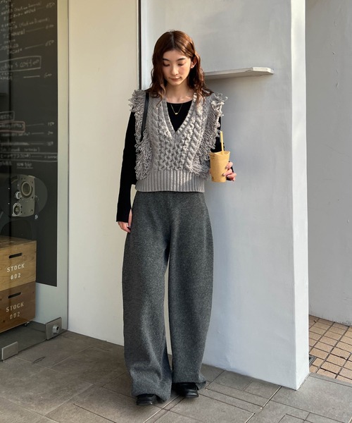 セール】フリンジケーブルニットベスト（ベスト）｜select MOCA