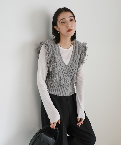 Sacai (サカイ) 22AW ニットベスト フリンジ付き SACAI サカイ 2018AW-PRE フリンジニット 赤 レッド - メルカリ