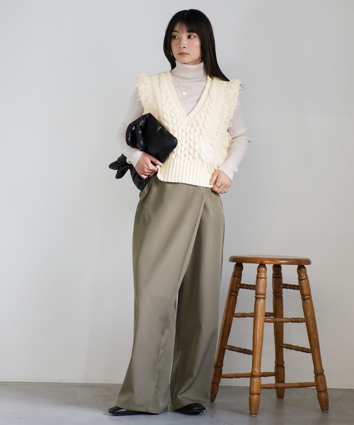 select MOCA（セレクトモカ）の「フリンジケーブルニットベスト（ベスト・レディース・ヘザーグレー/ブラック/アイボリー/グレイッシュベージュ・FREE）」の20枚目の写真