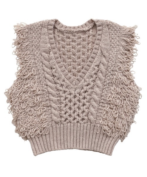 セール】フリンジケーブルニットベスト（ベスト）｜select MOCA