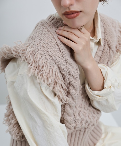 セール】フリンジケーブルニットベスト（ベスト）｜select MOCA