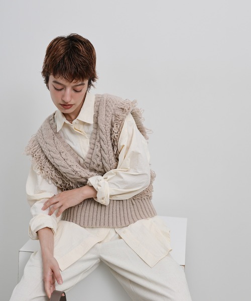 セール】フリンジケーブルニットベスト（ベスト）｜select MOCA