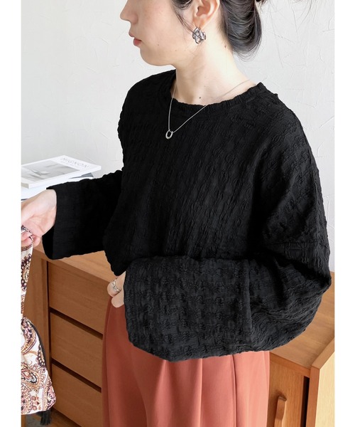reca(レカ)の「ポコポコワイドスリーブロンTシャツ(Tシャツ/カットソー・レディース・ブラック/ベージュ/ホワイト・FREE)」の2枚目の写真