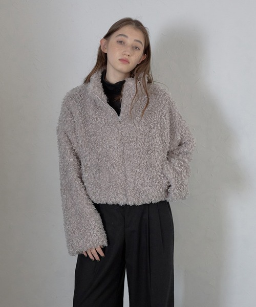 MINERTE（ミネルテ）の「【MINERTE】boa cropped blouson / ボアクロップドブルゾン（ブルゾン・レディース・ブラック/オフホワイト/ライトグレー・FREE）」の3枚目の写真