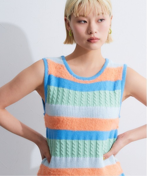 TTOL（トール）の「カラーボーダーニットタンクトップ（ニット/セーター・レディース・ブルー系/ブルー・L-XL/M-L）」の10枚目の写真