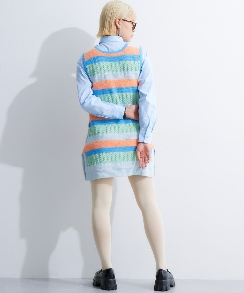 TTOL（トール）の「カラーボーダーニットタンクトップ（ニット/セーター・レディース・ブルー系/ブルー・L-XL/M-L）」の8枚目の写真
