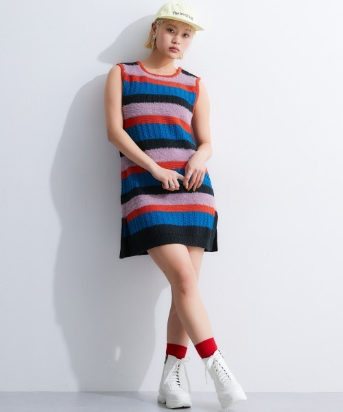 TTOL（トール）の「カラーボーダーニットタンクトップ（ニット/セーター・レディース・ブルー系/ブルー・L-XL/M-L）」の18枚目の写真