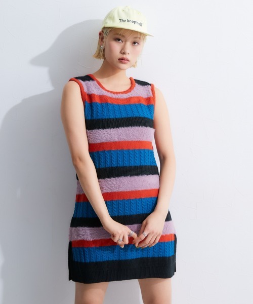 TTOL（トール）の「カラーボーダーニットタンクトップ（ニット/セーター・レディース・ブルー系/ブルー・L-XL/M-L）」の15枚目の写真