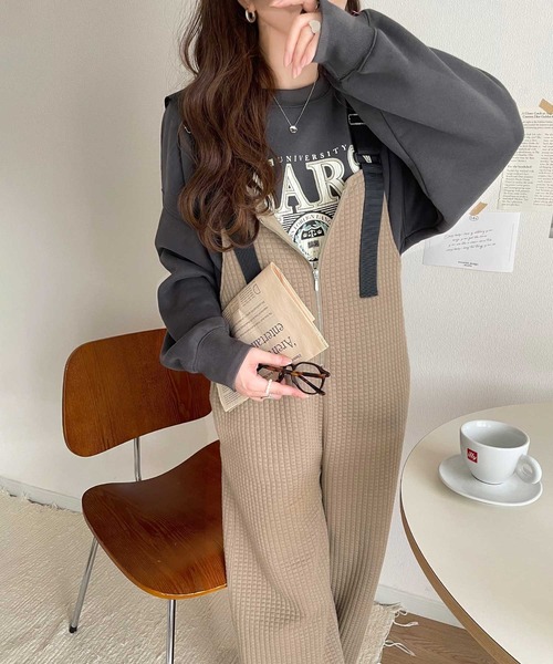 classicalelf（クラシカルエルフ）の「ふくれジャガードフロントジップサロペットパンツ（サロペット/オーバーオール・レディース・モカ/ブラック・LARGE/MEDIUM/SMALL/X-LARGE）」の17枚目の写真