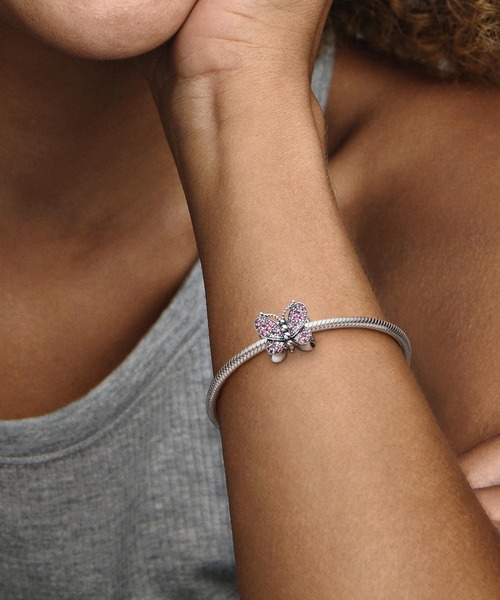 PANDORA（パンドラ）の「ピンク パヴェ バタフライ チャーム（チャーム
