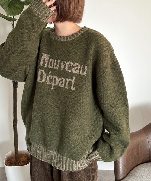 apres jour mignon（アプレジュールミニョン）の「配色リブロゴニット【ZOZOTOWN限定アイテム】（ニット/セーター・レディース・ネイビー/グレー/ブラウン系その他/カーキ/マスタード/ボルドー・フリー/X-LARGE）」の3枚目の写真