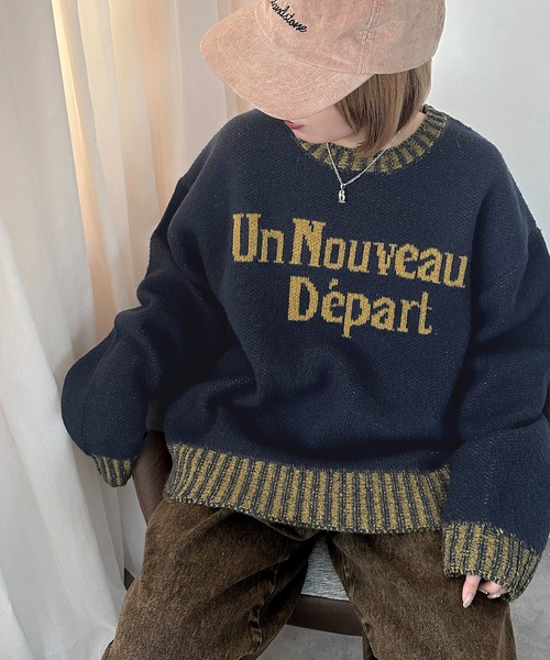 apres jour mignon（アプレジュールミニョン）の「配色リブロゴニット【ZOZOTOWN限定アイテム】（ニット/セーター・レディース・ネイビー/グレー/ブラウン系その他/カーキ/マスタード/ボルドー・フリー/X-LARGE）」の20枚目の写真