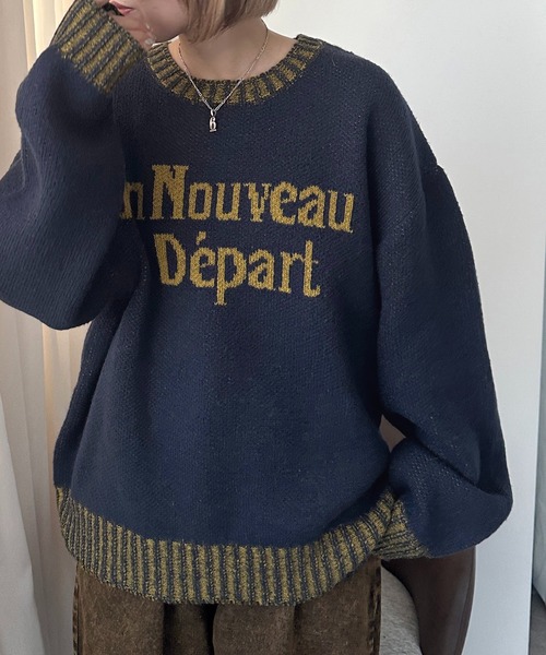 apres jour mignon（アプレジュールミニョン）の「配色リブロゴニット【ZOZOTOWN限定アイテム】（ニット/セーター・レディース・ネイビー/グレー/ブラウン系その他/カーキ/マスタード/ボルドー・フリー/X-LARGE）」の22枚目の写真