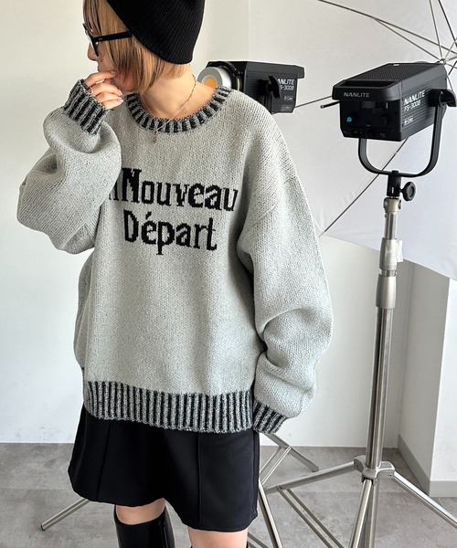 apres jour mignon（アプレジュールミニョン）の「配色リブロゴニット【ZOZOTOWN限定アイテム】（ニット/セーター・レディース・ネイビー/グレー/ブラウン系その他/カーキ/マスタード/ボルドー・フリー/X-LARGE）」の8枚目の写真