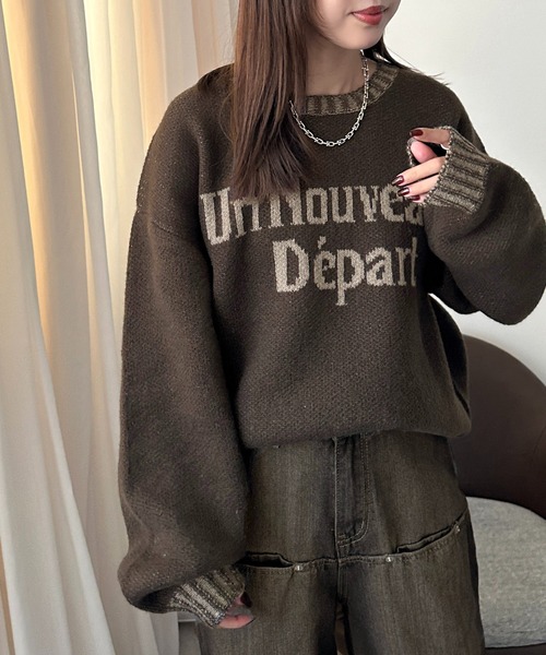 apres jour mignon（アプレジュールミニョン）の「配色リブロゴニット【ZOZOTOWN限定アイテム】（ニット/セーター・レディース・ネイビー/グレー/ブラウン系その他/カーキ/マスタード/ボルドー・フリー/X-LARGE）」の13枚目の写真