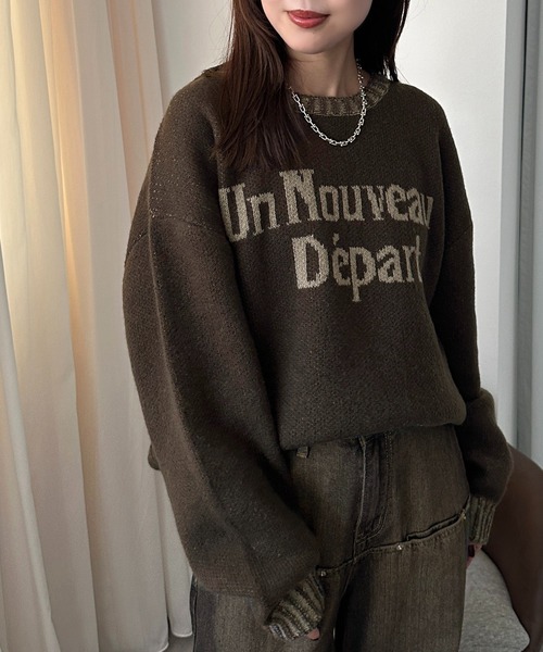 apres jour mignon（アプレジュールミニョン）の「配色リブロゴニット【ZOZOTOWN限定アイテム】（ニット/セーター・レディース・ネイビー/グレー/ブラウン系その他/カーキ/マスタード/ボルドー・フリー/X-LARGE）」の14枚目の写真