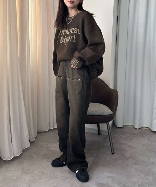 apres jour mignon（アプレジュールミニョン）の「配色リブロゴニット【ZOZOTOWN限定アイテム】（ニット/セーター・レディース・ネイビー/グレー/ブラウン系その他/カーキ/マスタード/ボルドー・フリー/X-LARGE）」の17枚目の写真