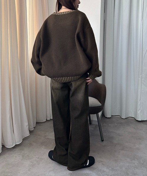 apres jour mignon（アプレジュールミニョン）の「配色リブロゴニット【ZOZOTOWN限定アイテム】（ニット/セーター・レディース・ネイビー/グレー/ブラウン系その他/カーキ/マスタード/ボルドー・フリー/X-LARGE）」の19枚目の写真