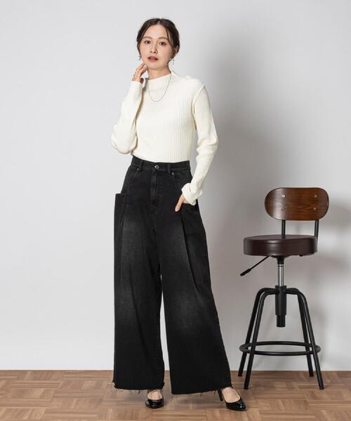 Right-on（ライトオン）の「Other(ソノタ)【レディース】タックバギーデニムパンツ（デニムパンツ・レディース・ブラック・S/M/L/XL）」の18枚目の写真