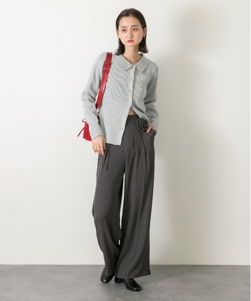 ad thie（アドティエ）の「バラモチーフ付き とろみワイドパンツ（スラックス・レディース・ブラック/グレー/ブラウン・FREE）」の21枚目の写真