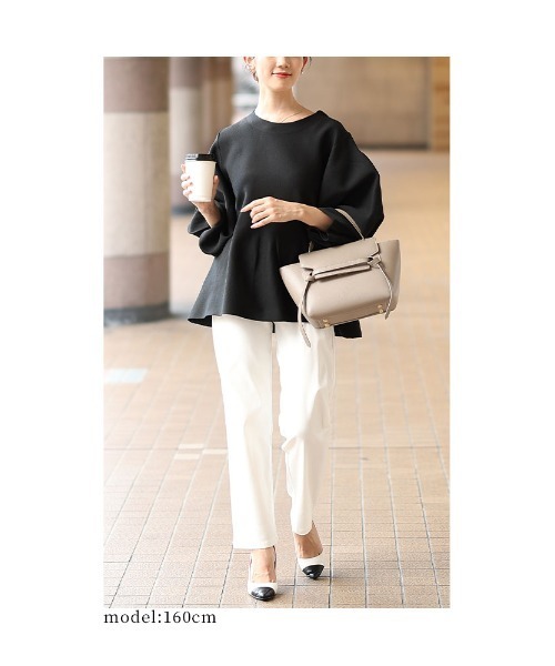 Sawa a la mode(サワアラモード)の「ボリューム袖ペプラムプルオーバートップス(Tシャツ/カットソー・レディース・チャコールグレー/ブラック/マスタード・FREE)」の16枚目の写真
