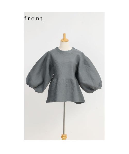 Sawa a la mode(サワアラモード)の「ボリューム袖ペプラムプルオーバートップス(Tシャツ/カットソー・レディース・チャコールグレー/ブラック/マスタード・FREE)」の22枚目の写真