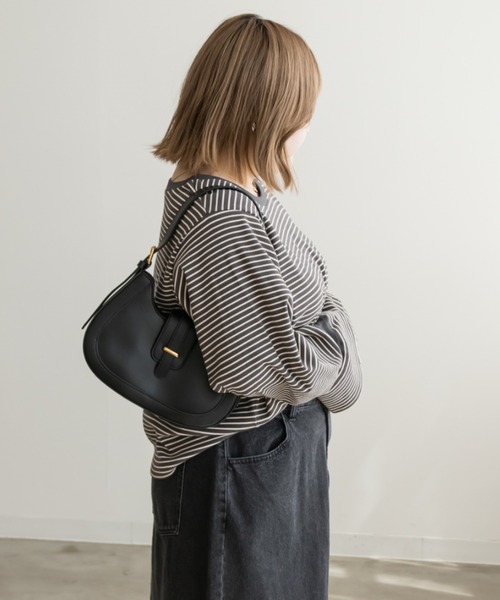 CLETTE（クレット）の「リブ切替ボーダープルオーバー（Tシャツ/カットソー・レディース・アイボリー/チャコール・LL/3L/4L）」の14枚目の写真