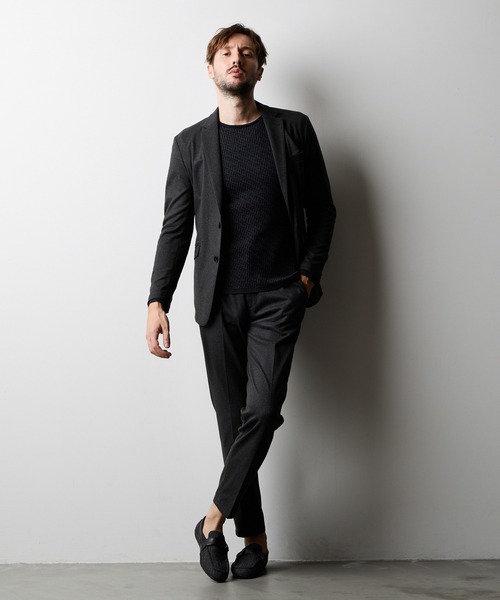 HIDEAWAYS NICOLE（ハイダウェイニコル）の「ウール調ジャージーイージースラックス（その他パンツ・メンズ・ネイビー/チャコールグレー/ブラック・SMALL/MEDIUM/LARGE/X-LARGE）」の4枚目の写真