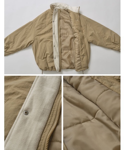 Re:EDIT（リエディ）の「配色スタンドネック中綿ブルゾン（ブルゾン・レディース・ベージュ/ブラック/アイボリー・MEDIUM）」の20枚目の写真