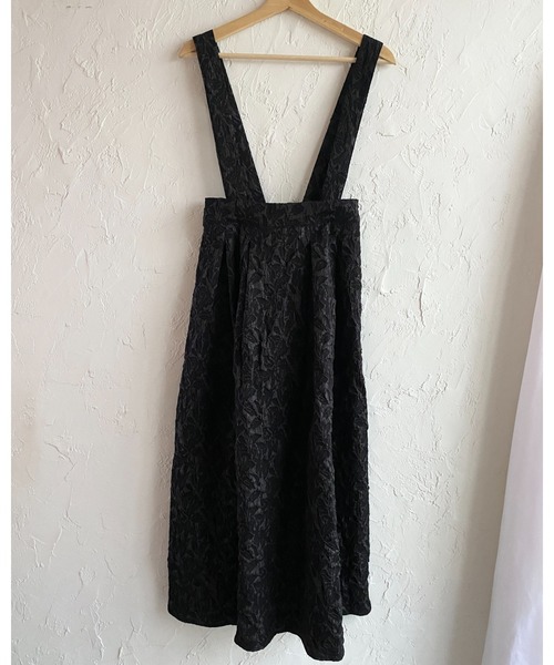 She's Closet（シーズクローゼット）の「ふくれジャガードAラインタックフレアロングジャンパースカートワンピース（ジャンパースカート・レディース・ブラック・FREE）」の14枚目の写真