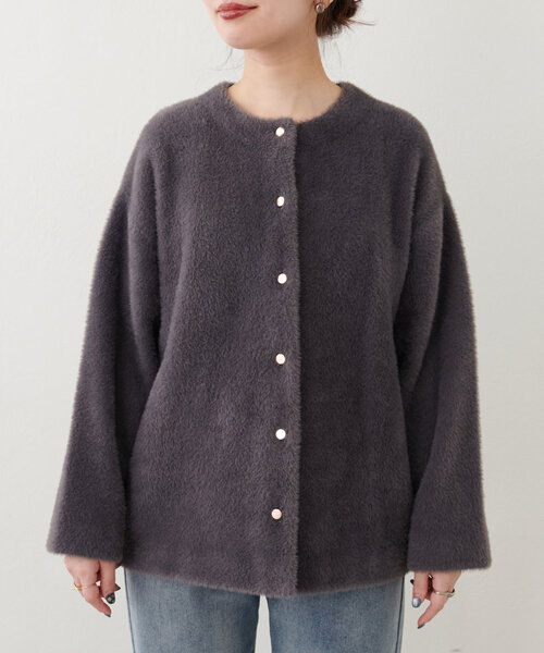 セール】接結シャギーニットカーデ（カーディガン/ボレロ）｜natural