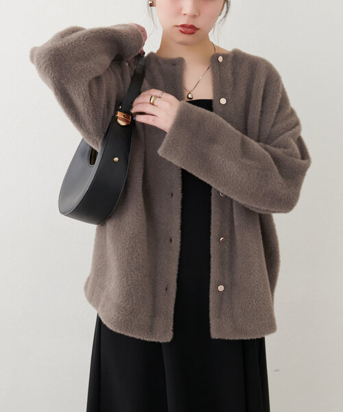 ナチュラルクチュール❤︎接結シャギーニットカーデ natural couture（ナチュラルクチュール）の「接結シャギーニット