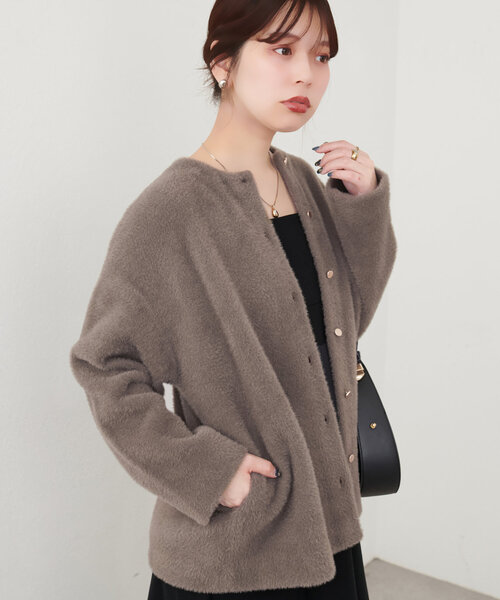 natural couture(ナチュラルクチュール)の「接結シャギーニットカーデ(カーディガン/ボレロ・レディース・ブルー/チャコールグレー/グレイッシュベージュ/ブラウン・FREE)」の19枚目の写真