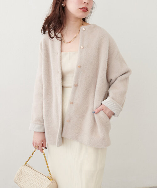 natural couture(ナチュラルクチュール)の「接結シャギーニットカーデ(カーディガン/ボレロ・レディース・ブルー/チャコールグレー/グレイッシュベージュ/ブラウン・FREE)」の11枚目の写真