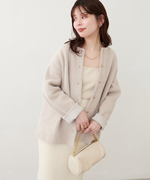 セール】接結シャギーニットカーデ（カーディガン/ボレロ）｜natural