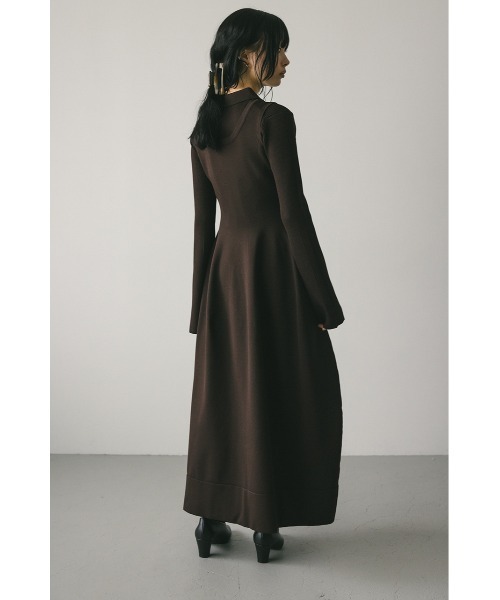 STYLEMIXER（スタイルミキサー）の「2ピースポロニットワンピース（ワンピース・レディース・ダークブラウン/ベージュ/オレンジ・SMALL/MEDIUM）」の6枚目の写真